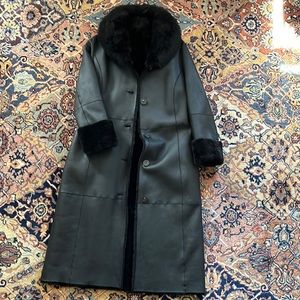 Women’s Brooks Brothers full length shearling coat reversible new with tags